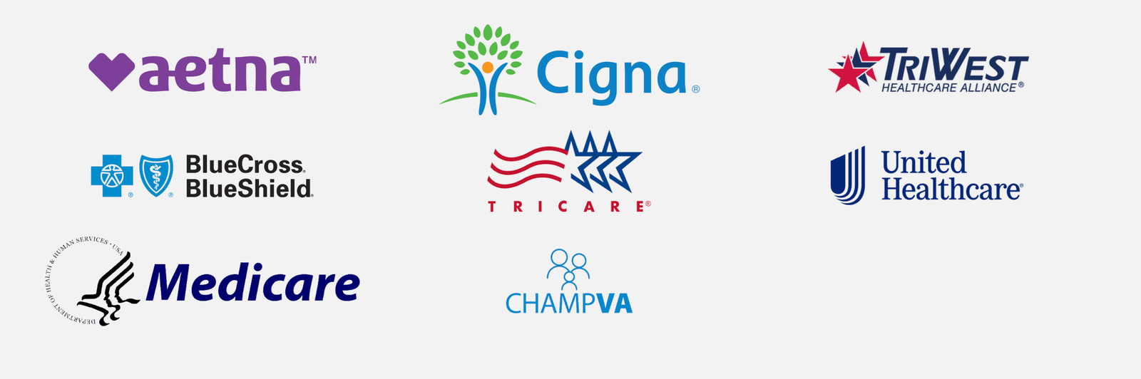 Insurance plans accepted by Mind Spa Denver including TRICARE, Medicare, and CHAMPVA